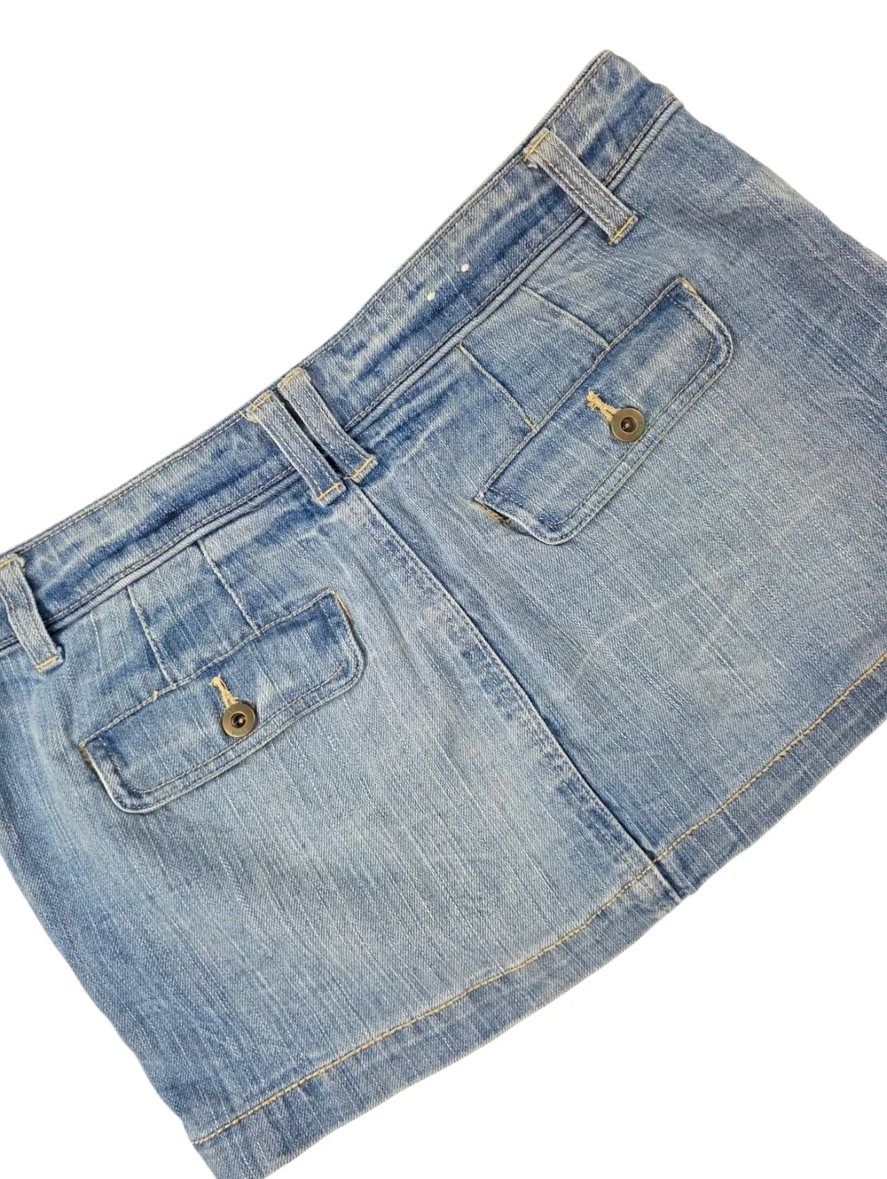 Vintage Y2K Low Rise Denim Micro Mini Skirt Medium Wash Stretch Size 9 Cotton